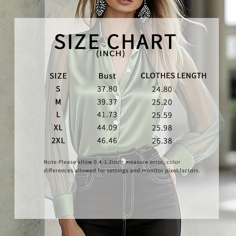 Women's Elegant Satin Blouse With Mesh Sleeves